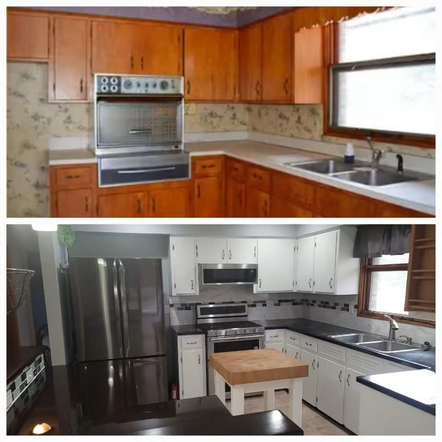 Before-and-after kitchen remodeling transformation